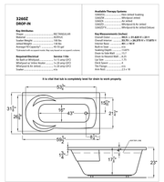 Atlantis Whirlpool 3260ZWR Zircon Series 60 in. x 32 in. Rectangular Whirlpool Bathtub with Right Side Drain and V-Style Back Jets in Glossy White - dimensions