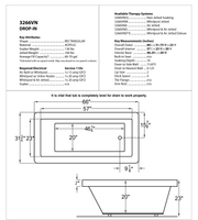 Atlantis Whirlpool 3266VNWR Venetian 32 x 66 Rectangular Whirlpool Jetted Bathtub with Right Drain - dimensions