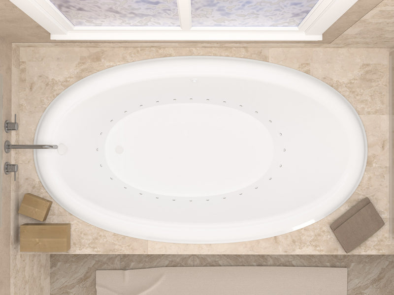 Atlantis Whirlpool 3660PAL Topaz Series 60 in. x 36 in. Oval Air Bathtub with Left Side Drain and Marine Grade Acrylic in Glossy Smooth White - view 4