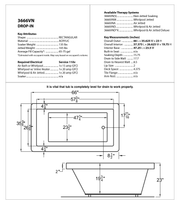 Atlantis Whirlpool 3666VNDR Venetian 36 x 66 Rectangular Air & Whirlpool Jetted Bathtub with Right Drain - dimensions