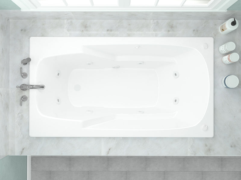 Atlantis Whirlpool 4272EWL Coral Series 71 in. x 42 in. Rectangular Whirlpool Bathtub with Left Side Drain and V-Style Back Jets in Glossy White - view 4