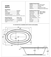 Atlantis Whirlpool 4478PC Petite 44 x 78 Oval Soaking Bathtub with Center Drain in White - dimensions