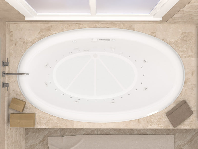 Atlantis Whirlpool 4478PCDRX Petite 44 x 78  Oval Air and Whirlpool Jetted Bathtub with Center Drain in White - view 3