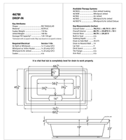 Atlantis Whirlpool 4678IDL Opal 78 in. x 46 in. Rectangular Whirlpool and Air Bathtub with Center drain and VS Jets and Aroma in Glossy White - dimensions