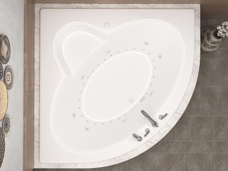 Atlantis Whirlpool 6060ADL Jasper 85 in. x 67 in. Corner Whirlpool and Air Bathtub with Center drain and VS Jets and Aromatherapy in Glossy White - view 4