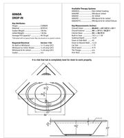 Atlantis Whirlpool 6060AWL Alexandria 60 x 60 Corner Whirlpool Jetted Bathtub - dimensions