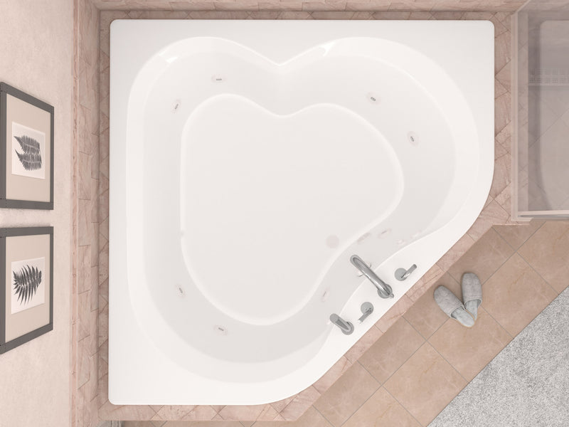 Atlantis Whirlpool 6060CWR Cascade 60 in. x 60 in. Corner Whirlpool Jetted Bathtub with Center Drain in White - view 4