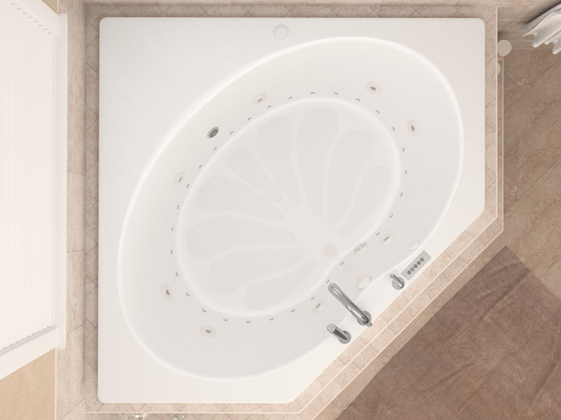 Atlantis Whirlpool 6060EDRX Eclipse  60 in. x 60 in. Corner Air and Whirlpool Jetted Bathtub with Center Drain in White - view 4