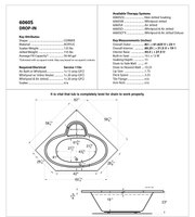 Atlantis Whirlpool 6060SWL Sublime 60 x 60 Corner Whirlpool Jetted Bathtub - dimensions