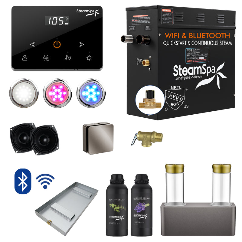 SteamSpa Black Series Generator Square Wireless Aroma Pump - Brushed Nickel