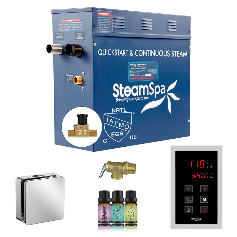 SteamSpa Sentry Series Touch Generator Square - Chrome
