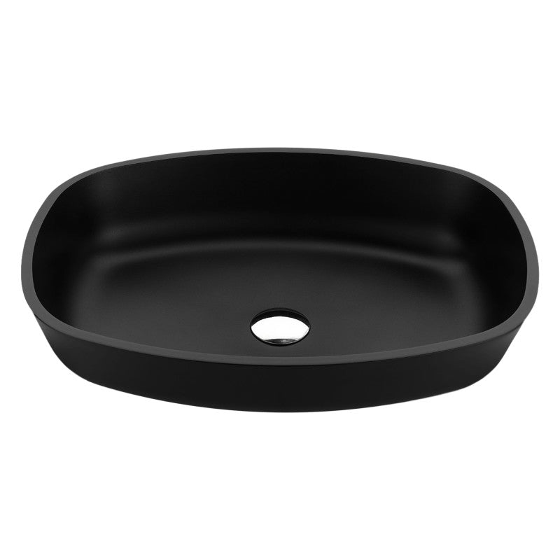 Anzzi LS-AZ913MB Ariadne Rectangle Glass Vessel Bathroom Sink with Matte Black Finish