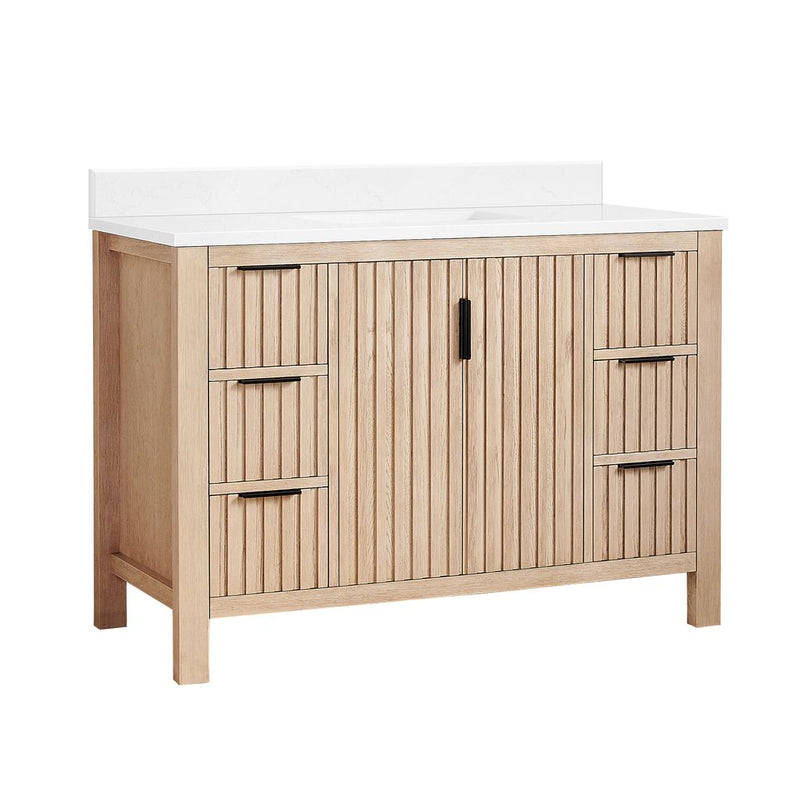 Vinnova 704248-AN-GW Shenzhen 48" Single Sink Bath Vanity in Aged Natural Oak