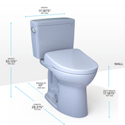 TOTO MW7764726CEFGA.10#01 Drake WASHLET+ Two-Piece Elongated 1.28 GPF Universal Height TORNADO FLUSH Toilet and S7 Contemporary Bidet Seat with Auto Flush, 10 Inch Rough-In, Cotton White - view 2