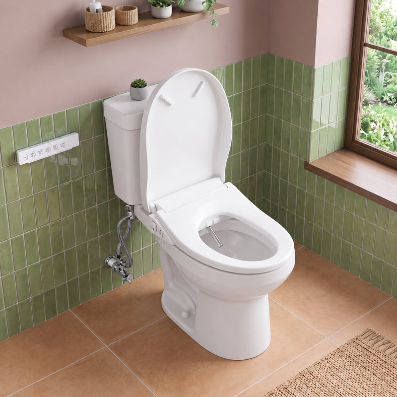 Anzzi TL-AZEB107UWH Electric Bidet Seat with Auto Lid, Heated, Warm Water, Air Dryer, Self Cleaning, Lady Wash, Deodoriz