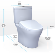 TOTO MW4464726CEMFGN#01 WASHLET+ Aquia IV Two-Piece Elongated Dual Flush 1.28 and 0.9 GPF Toilet with S7 Contemporary Bidet Seat, Cotton White - view 2