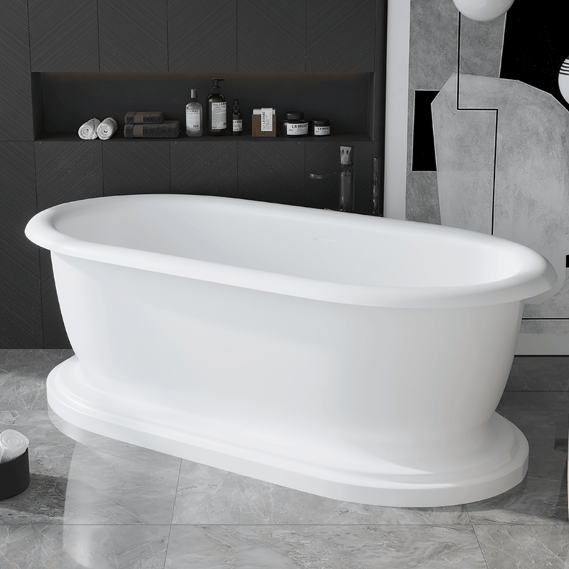 Magnus 137904 Banster Solid Surface Stone Resin Freestanding Pedestal Bathtub