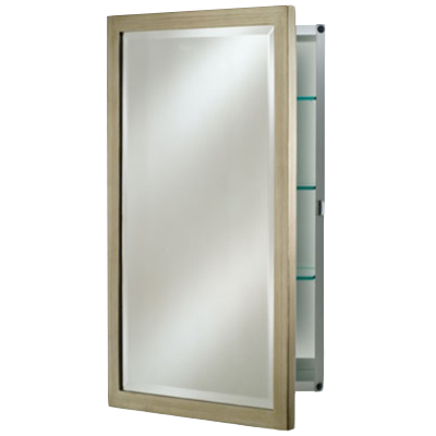 Afina SD1626RBSXBS Basix 16" W x 26" H Brushed Silver Wood Framed Recessed Medicine Cabinet