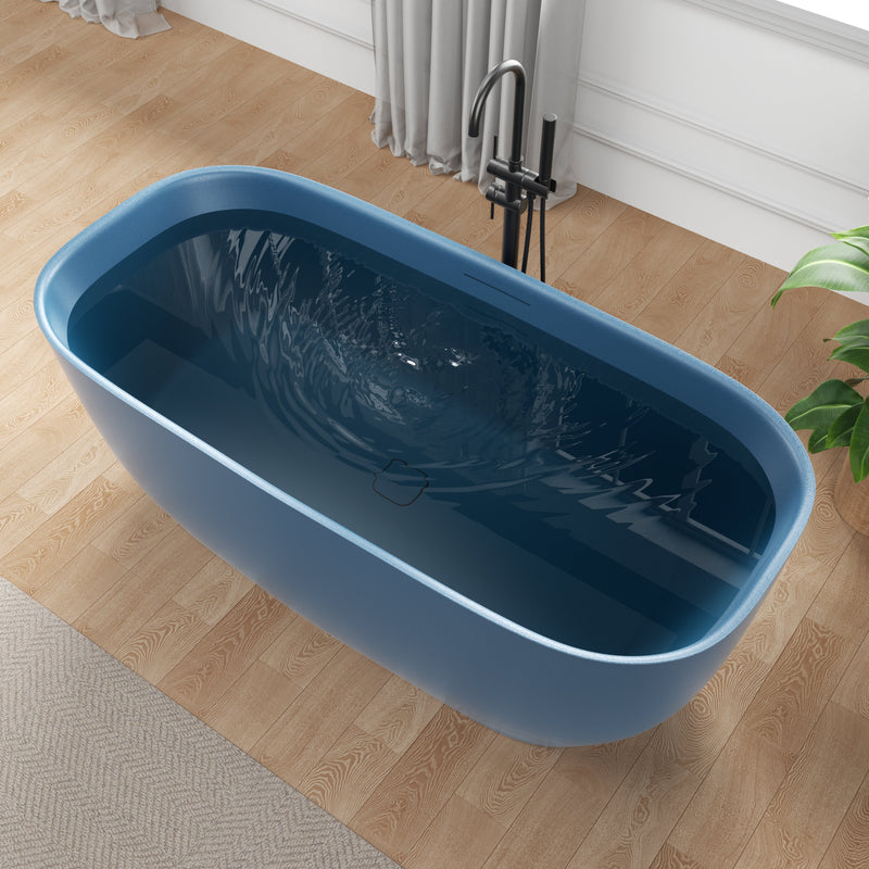 Anzzi FT-AZ6732 67 in. x 32 in. Rectangle Stone Resin Freestanding Soaking Bathtub
