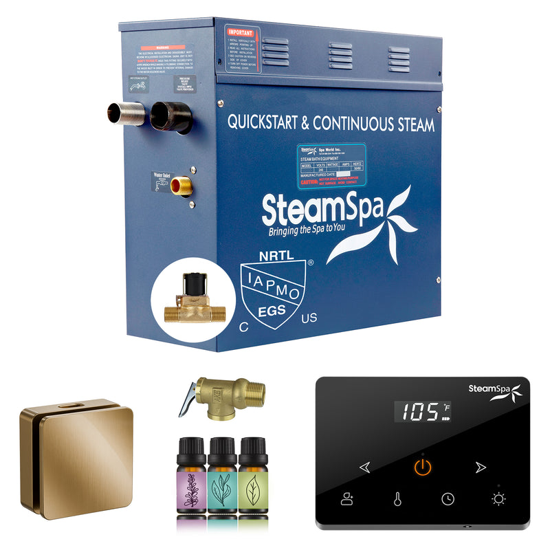 SteamSpa Oasis Series Generator Square Wireless Auto Drain - Gold