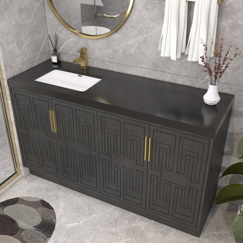 Moreno Bath BELLA-60SL Bella 60" Freestanding Bathroom Vanity with Single Sink Top | Left Side Sink - view 3