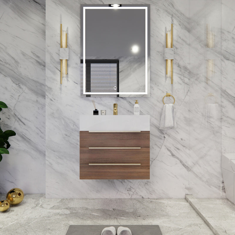 Moreno Bath BETHANY24 Bethany 24'' Floating Art Deco Bathroom Vanity Set with Reinforced Acrylic Sink Top