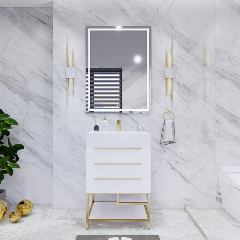 Moreno Bath BETHANYFS24 Bethany 24'' Freestanding Art Deco Bathroom Vanity Set with Reinforced Acrylic Sink Top - view 2