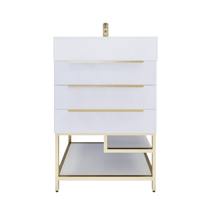 Moreno Bath BETHANYFS24 Bethany 24'' Freestanding Art Deco Bathroom Vanity Set with Reinforced Acrylic Sink Top - view 10