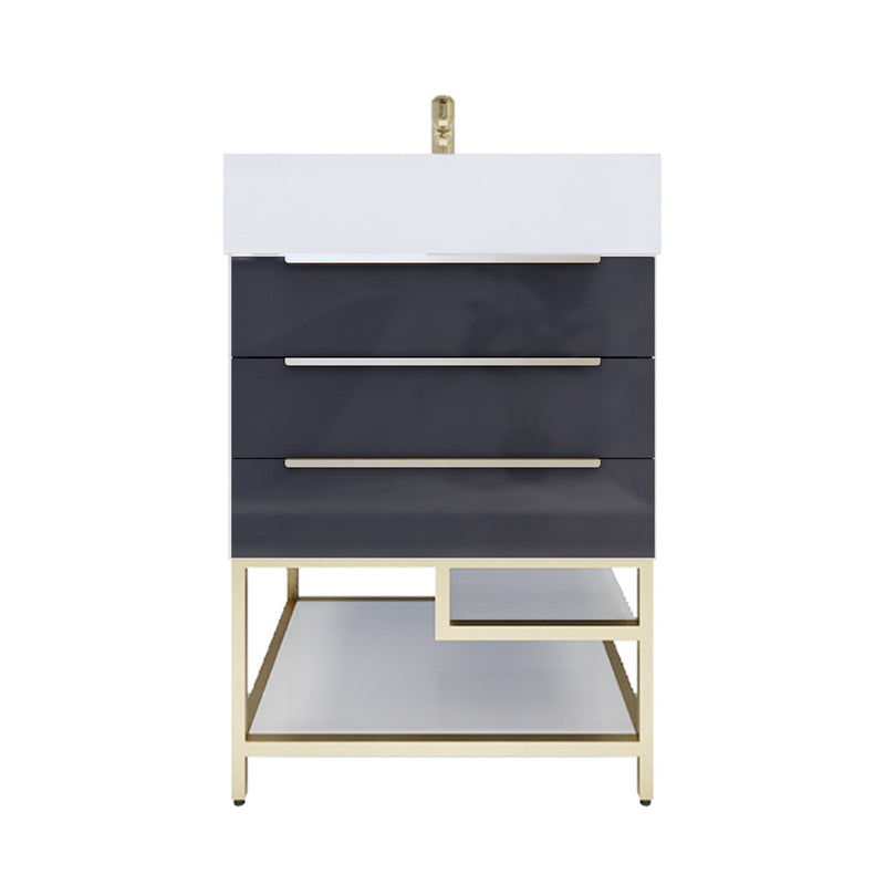 Moreno Bath BETHANYFS24 Bethany 24'' Freestanding Art Deco Bathroom Vanity Set with Reinforced Acrylic Sink Top - view 9