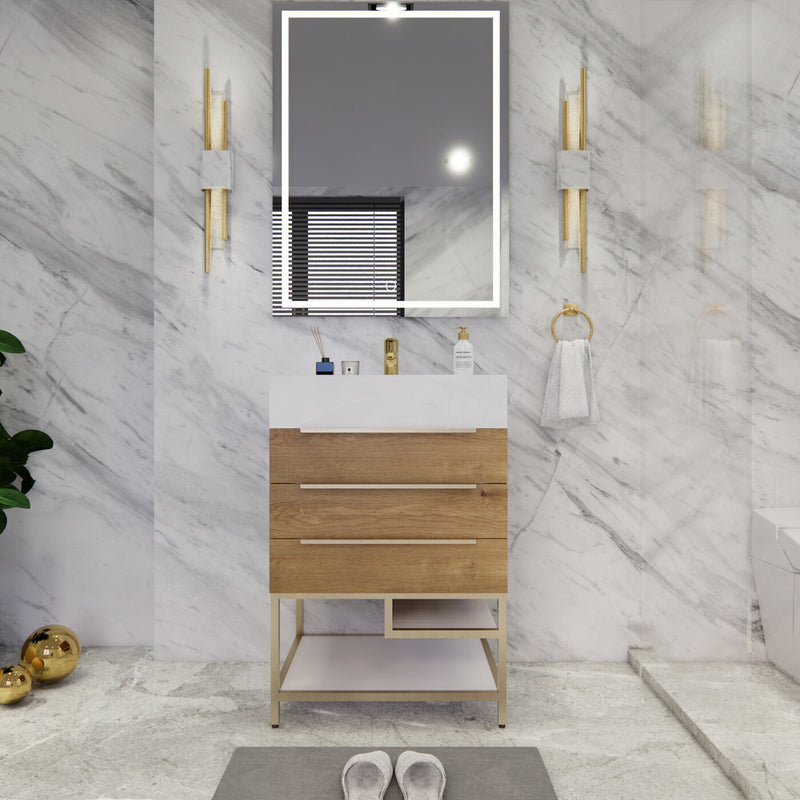 Moreno Bath BETHANYFS24 Bethany 24'' Freestanding Art Deco Bathroom Vanity Set with Reinforced Acrylic Sink Top - view 6