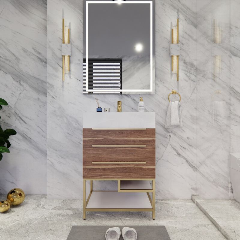 Moreno Bath BETHANYFS24 Bethany 24'' Freestanding Art Deco Bathroom Vanity Set with Reinforced Acrylic Sink Top - view 4