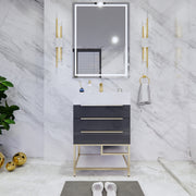 Moreno Bath BETHANYFS24 Bethany 24'' Freestanding Art Deco Bathroom Vanity Set with Reinforced Acrylic Sink Top - view 5