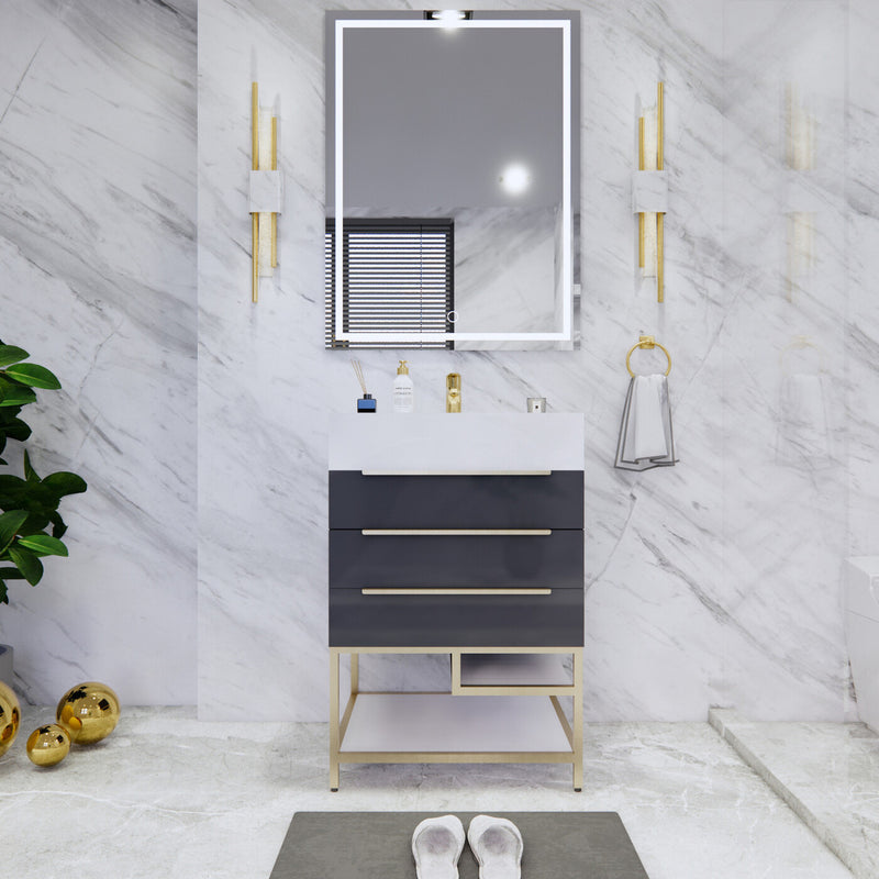Moreno Bath BETHANYFS24 Bethany 24'' Freestanding Art Deco Bathroom Vanity Set with Reinforced Acrylic Sink Top - view 5