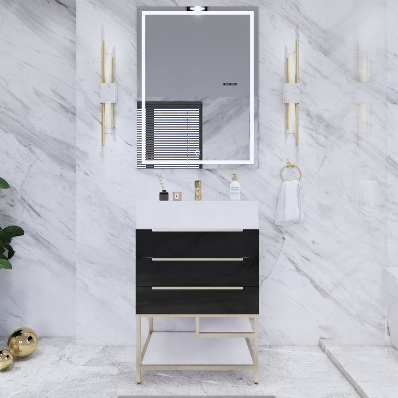 Moreno Bath BETHANYFS24 Bethany 24'' Freestanding Art Deco Bathroom Vanity Set with Reinforced Acrylic Sink Top