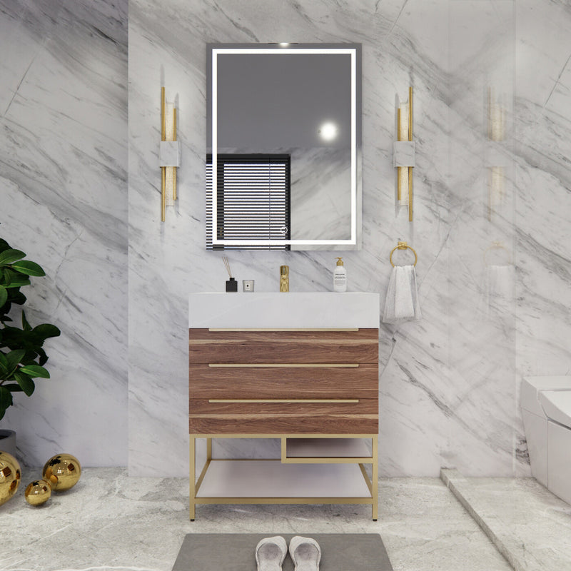 Moreno Bath BETHANYFS30 Bethany 30'' Freestanding Art Deco Bathroom Vanity Set with Reinforced Acrylic Sink Top - view 5