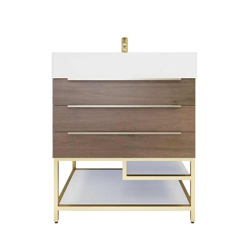 Moreno Bath BETHANYFS30 Bethany 30'' Freestanding Art Deco Bathroom Vanity Set with Reinforced Acrylic Sink Top - view 10