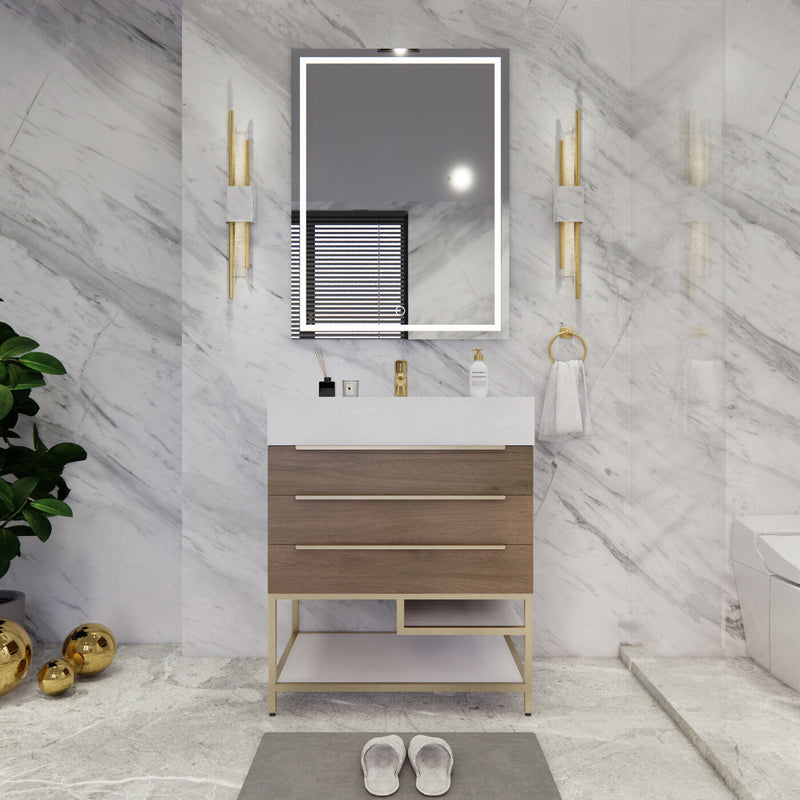 Moreno Bath BETHANYFS30 Bethany 30'' Freestanding Art Deco Bathroom Vanity Set with Reinforced Acrylic Sink Top - view 7