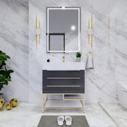Moreno Bath BETHANYFS30 Bethany 30'' Freestanding Art Deco Bathroom Vanity Set with Reinforced Acrylic Sink Top - view 4