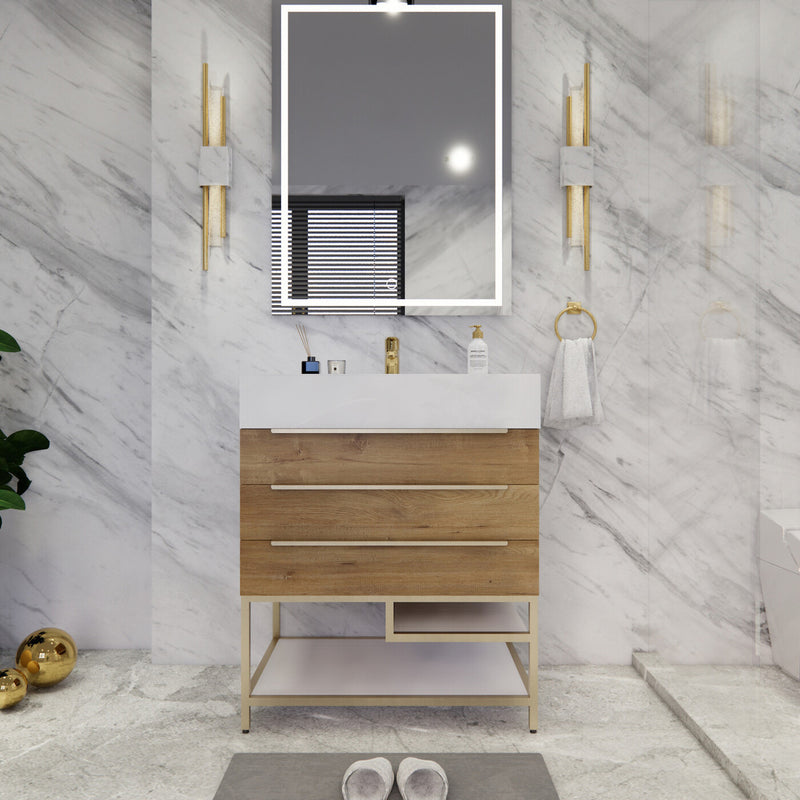 Moreno Bath BETHANYFS30 Bethany 30'' Freestanding Art Deco Bathroom Vanity Set with Reinforced Acrylic Sink Top - view 6