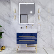 Moreno Bath BETHANYFS30 Bethany 30'' Freestanding Art Deco Bathroom Vanity Set with Reinforced Acrylic Sink Top