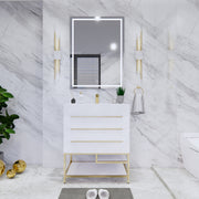 Moreno Bath BETHANYFS30 Bethany 30'' Freestanding Art Deco Bathroom Vanity Set with Reinforced Acrylic Sink Top - view 2