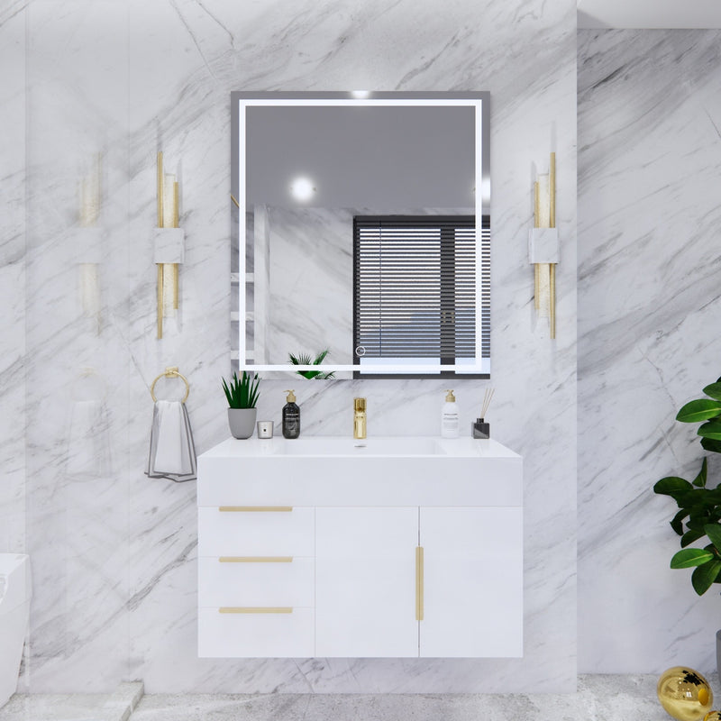 Moreno Bath BETHANY36-L Bethany 36'' Floating Art Deco Bathroom Vanity Set with Reinforced Acrylic Sink Top (Left Side Drawers) - view 5