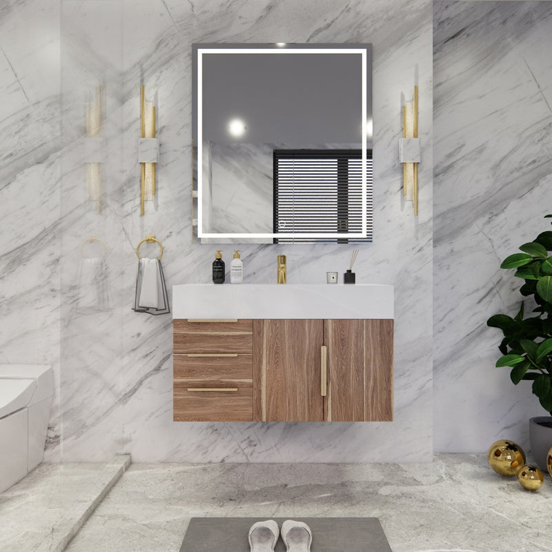 Moreno Bath BETHANY36-L Bethany 36'' Floating Art Deco Bathroom Vanity Set with Reinforced Acrylic Sink Top (Left Side Drawers) - view 14