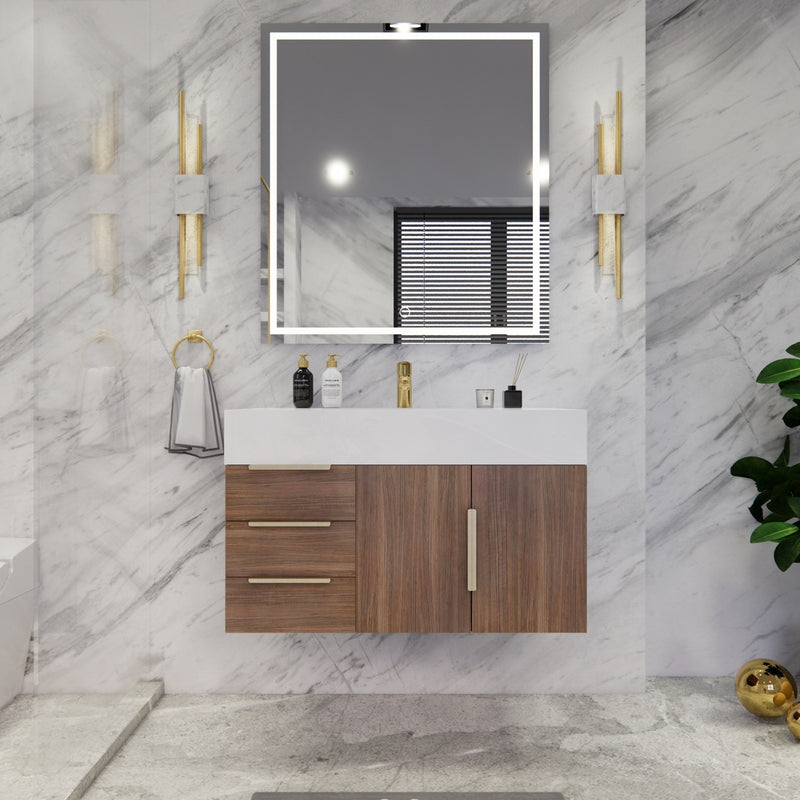 Moreno Bath BETHANY36-L Bethany 36'' Floating Art Deco Bathroom Vanity Set with Reinforced Acrylic Sink Top (Left Side Drawers) - view 12
