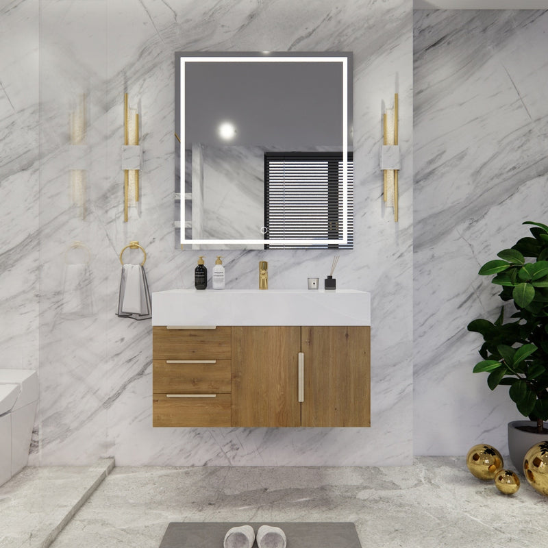 Moreno Bath BETHANY36-L Bethany 36'' Floating Art Deco Bathroom Vanity Set with Reinforced Acrylic Sink Top (Left Side Drawers) - view 3