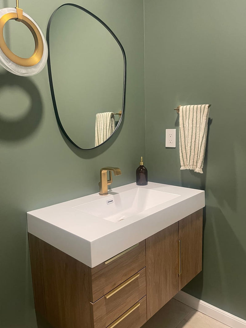 Moreno Bath BETHANY36-L Bethany 36'' Floating Art Deco Bathroom Vanity Set with Reinforced Acrylic Sink Top (Left Side Drawers)