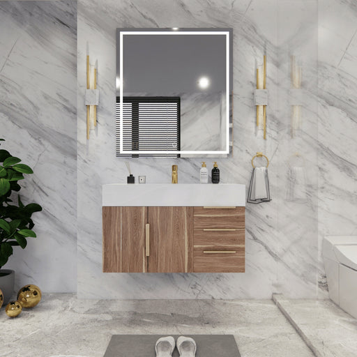 Moreno Bath BETHANY36-R Bethany 36'' Floating Art Deco Bathroom Vanity Set with Reinforced Acrylic Sink Top (Right Side Drawers) - view 2