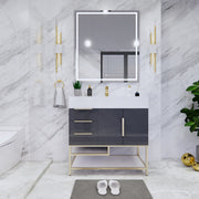 Moreno Bath BETHANYFS36-L Bethany 36'' Freestanding Art Deco Bathroom Vanity Set with Reinforced Acrylic Sink Top (Left Side Drawers) - view 5