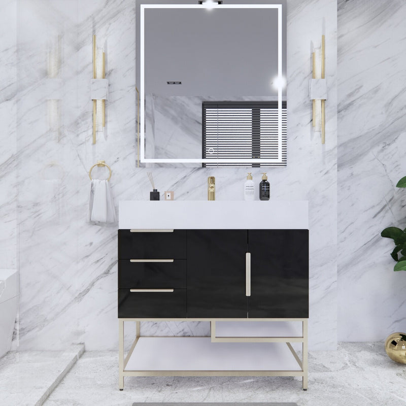 Moreno Bath BETHANYFS36-L Bethany 36'' Freestanding Art Deco Bathroom Vanity Set (Left Side Drawers)
