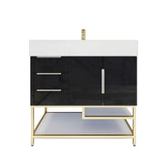 Moreno Bath BETHANYFS36-L Bethany 36'' Freestanding Art Deco Bathroom Vanity Set with Reinforced Acrylic Sink Top (Left Side Drawers) - view 10